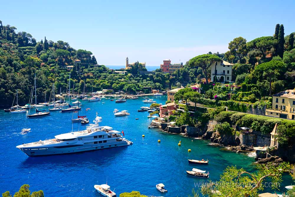 boats anchored at bay of portofino shore excursion from la spezia